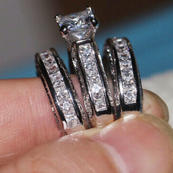 NWT LUXURY 925 STERLING SILVER THREE RINGS SET - Picture 4 of 10